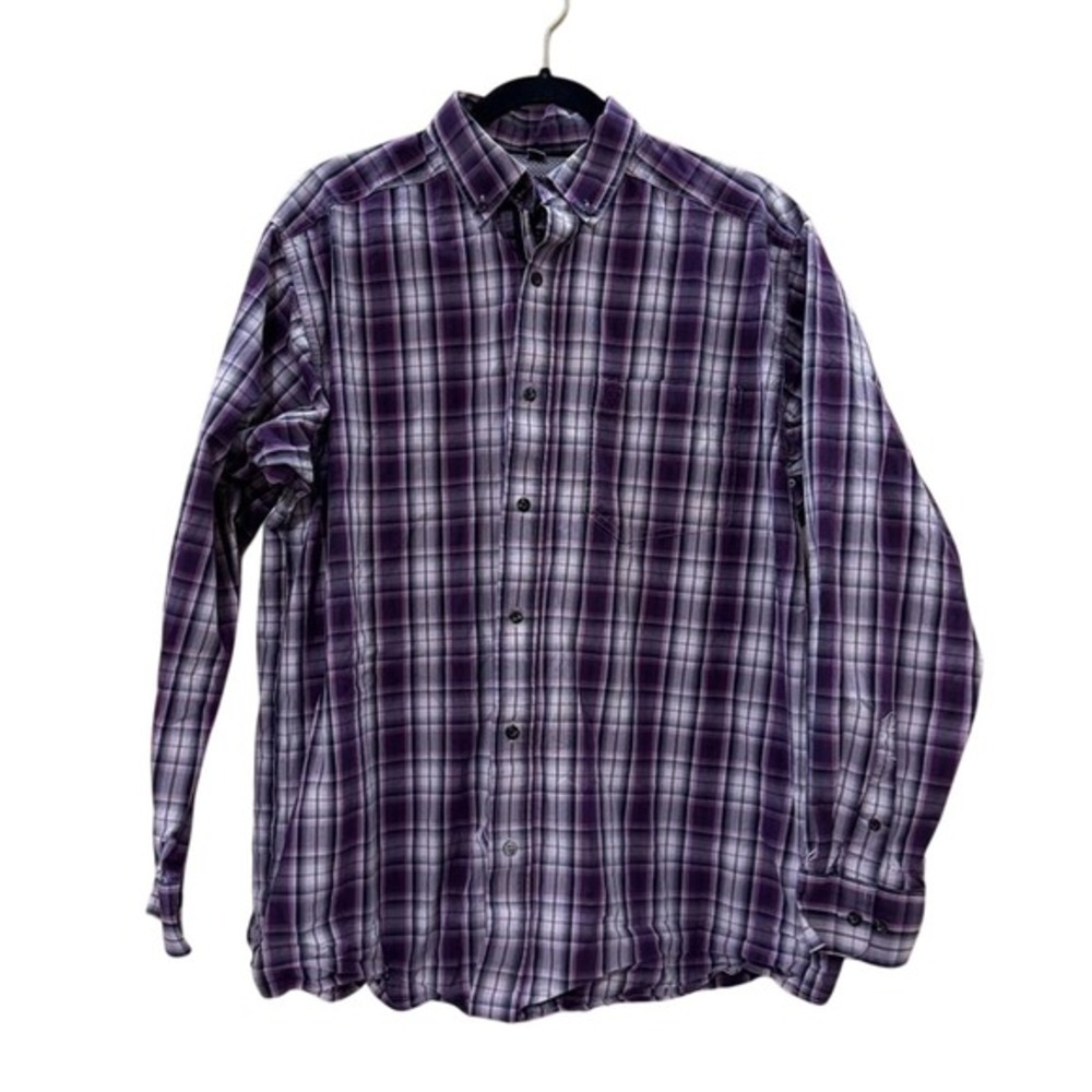 Ariat Pro Series Long Sleeve Button Down Purple Plaid Men's Medium Shirt Western